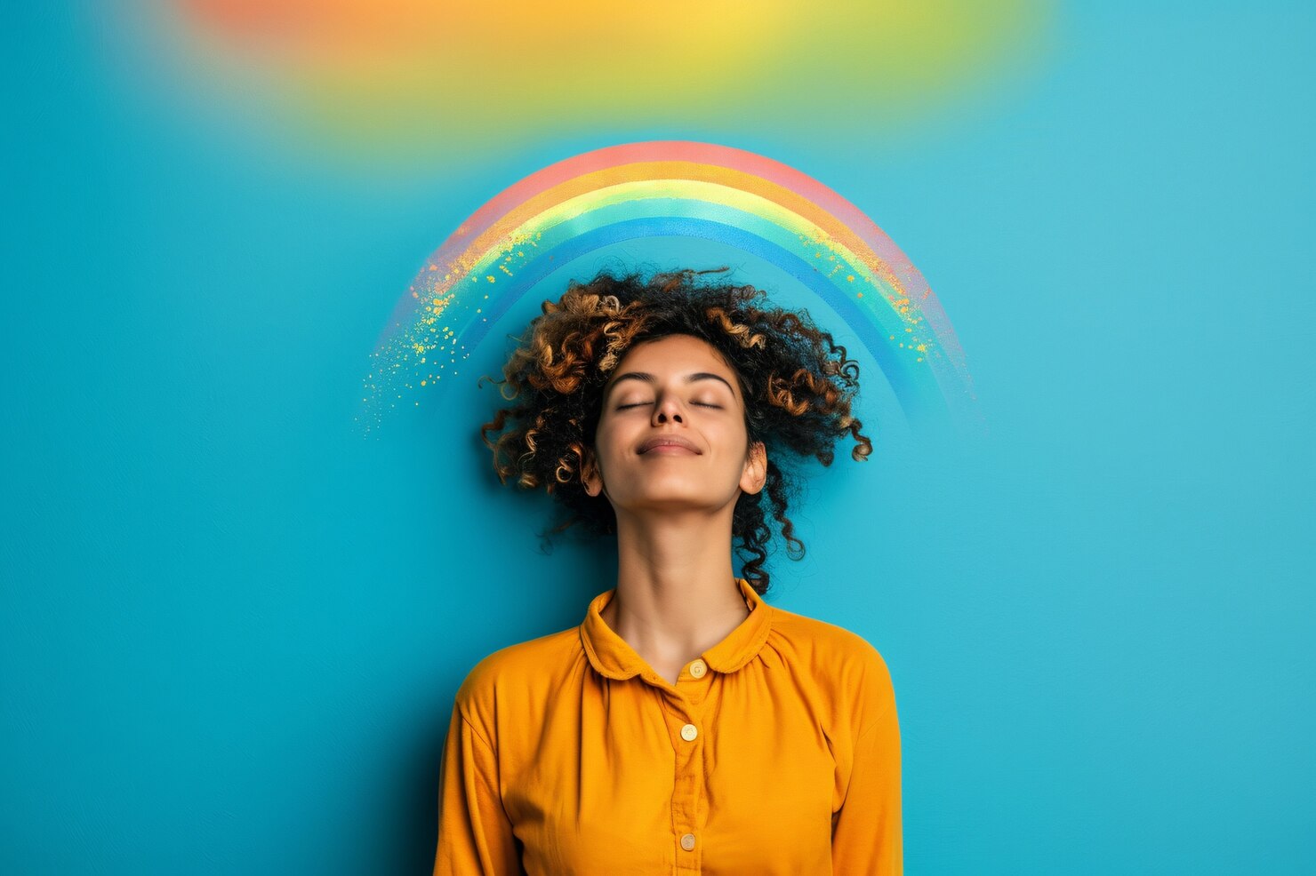 retrato persona colores arco iris que simbolizan pensamientos cerebro tdah 23 2151475565